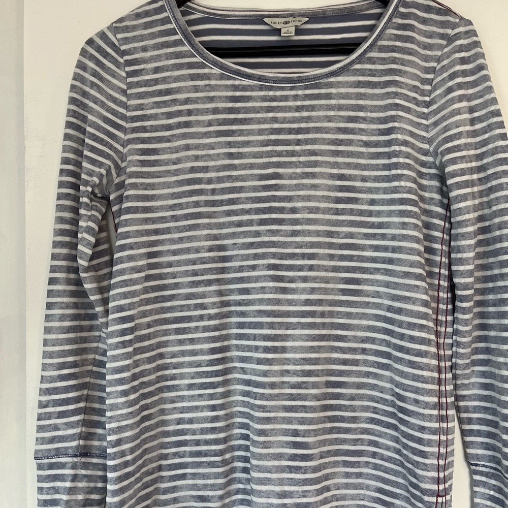 Lucky Lotus Striped Long Sleeve Tee